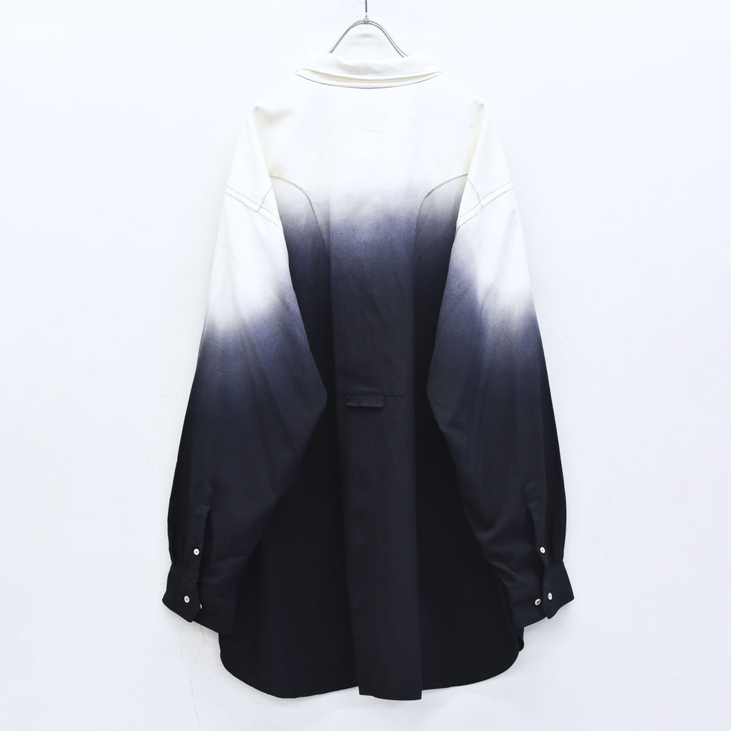 BODYSONG. / BEAUTIFUL GRADIENT DEFORMATION SHIRT - WHITE