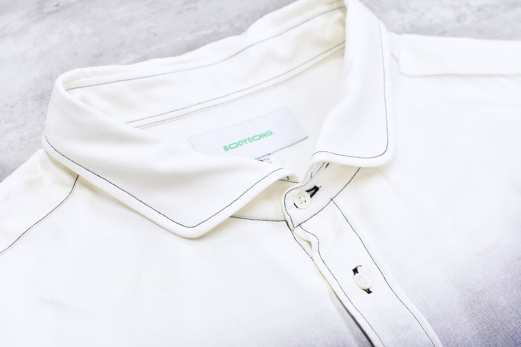 BODYSONG. / BEAUTIFUL GRADIENT DEFORMATION SHIRT - WHITE