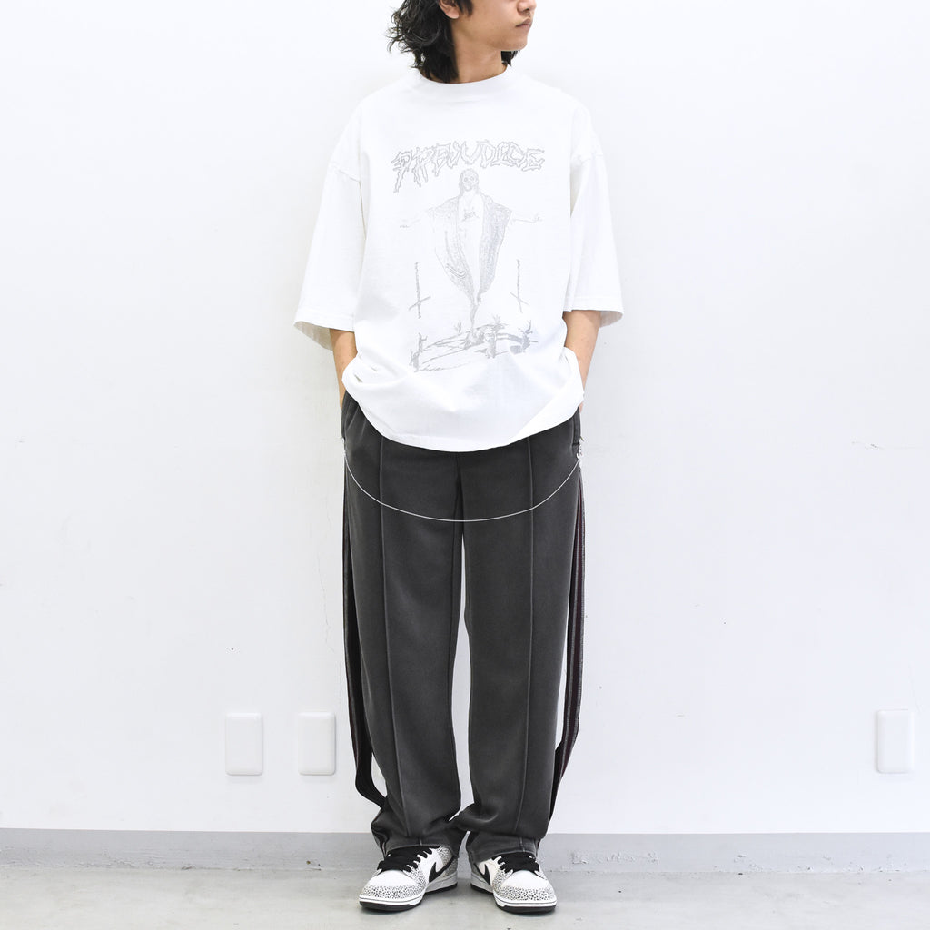 BODYSONG. / PIGMENT-DYED DISTRESSED TRACK TROUSERS - GREY