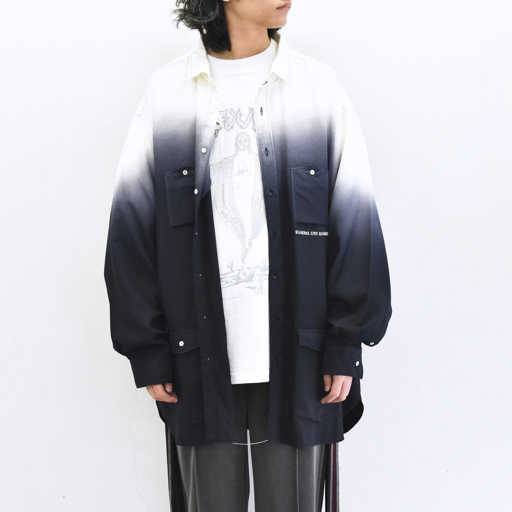 BODYSONG. / BEAUTIFUL GRADIENT DEFORMATION SHIRT - WHITE