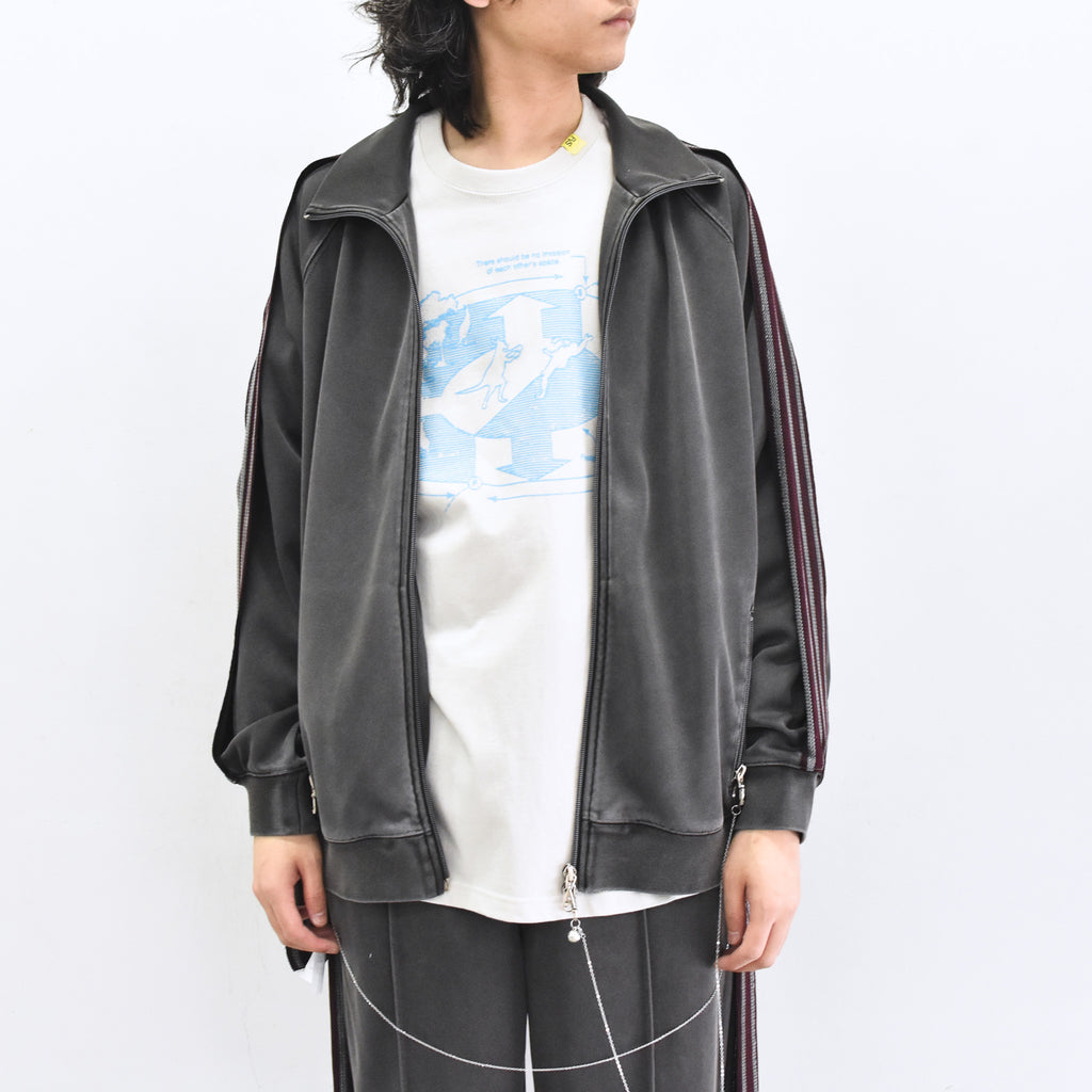 BODYSONG. / PIGMENT-DYED DISTRESSED TRACK JACKET - GREY