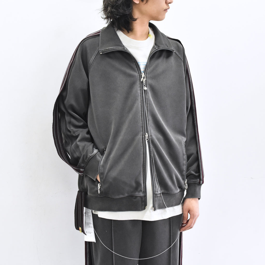 BODYSONG. / PIGMENT-DYED DISTRESSED TRACK JACKET - GREY