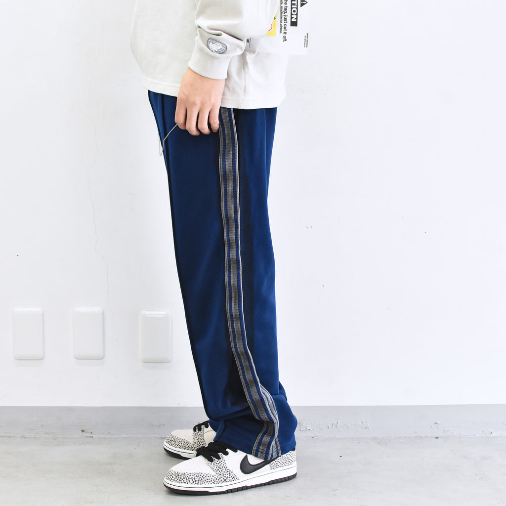 BODYSONG. / PIGMENT-DYED DISTRESSED TRACK TROUSERS - BLUE