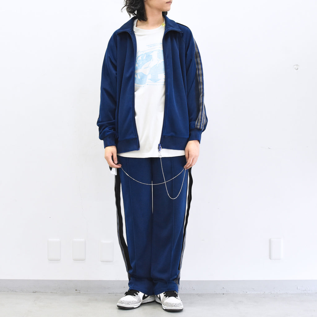 BODYSONG. / PIGMENT-DYED DISTRESSED TRACK JACKET - BLUE