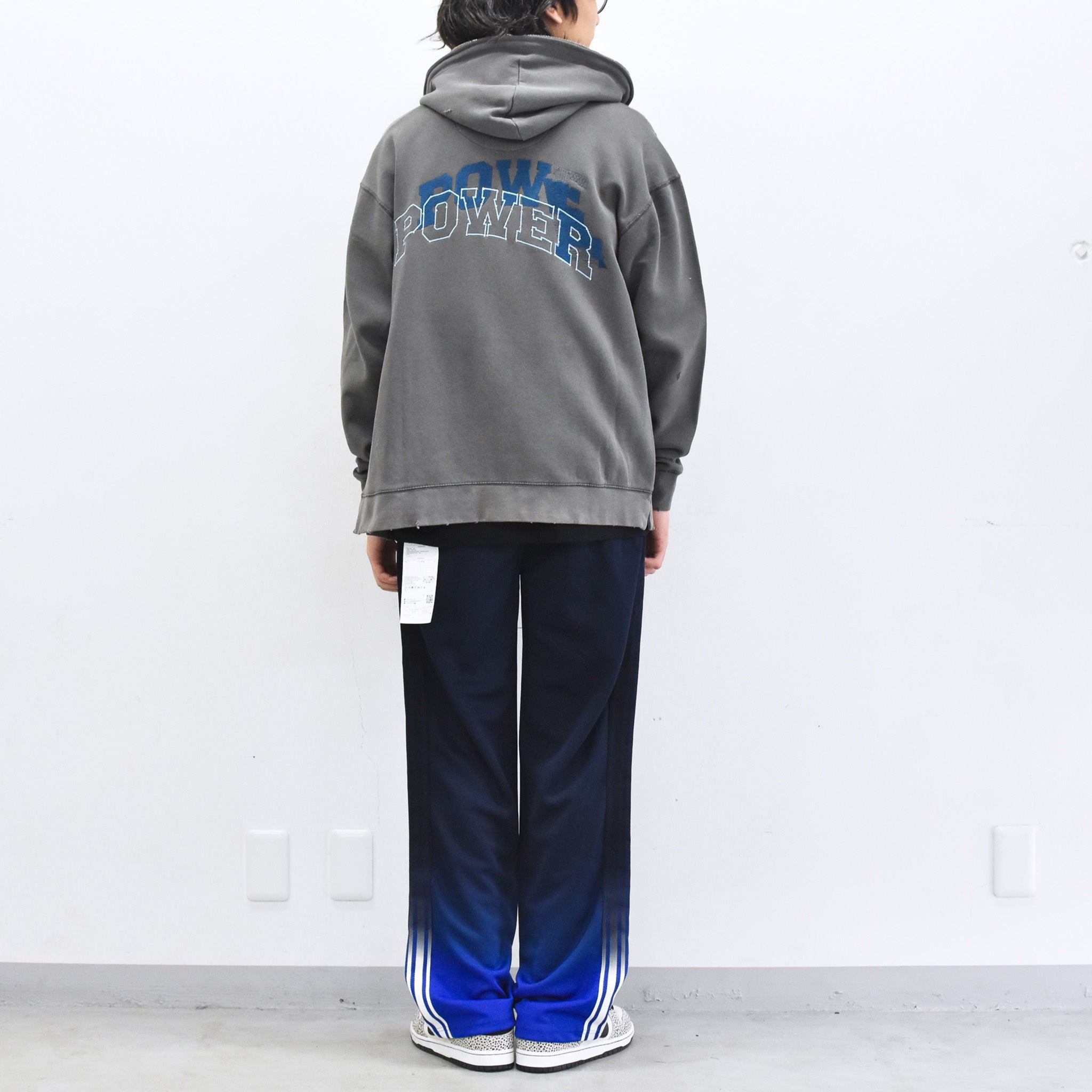BODYSONG. / GLITCH EMBROIDERY DISTRESSED HOODIE/DRUKQS - BLACK
