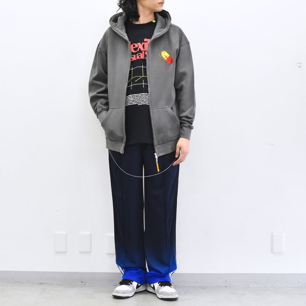 BODYSONG. / GLITCH EMBROIDERY DISTRESSED HOODIE/DRUKQS - BLACK