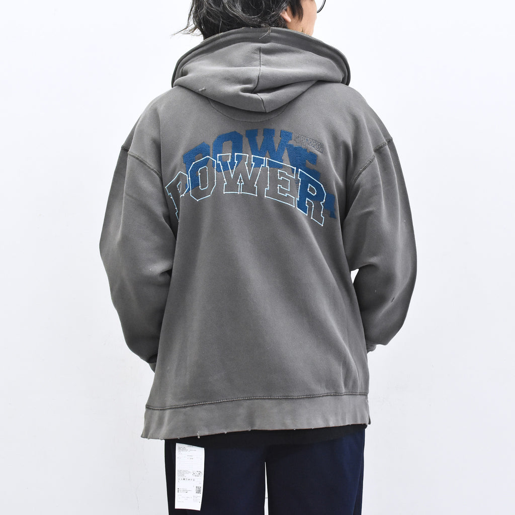BODYSONG. / GLITCH EMBROIDERY DISTRESSED HOODIE/DRUKQS - BLACK