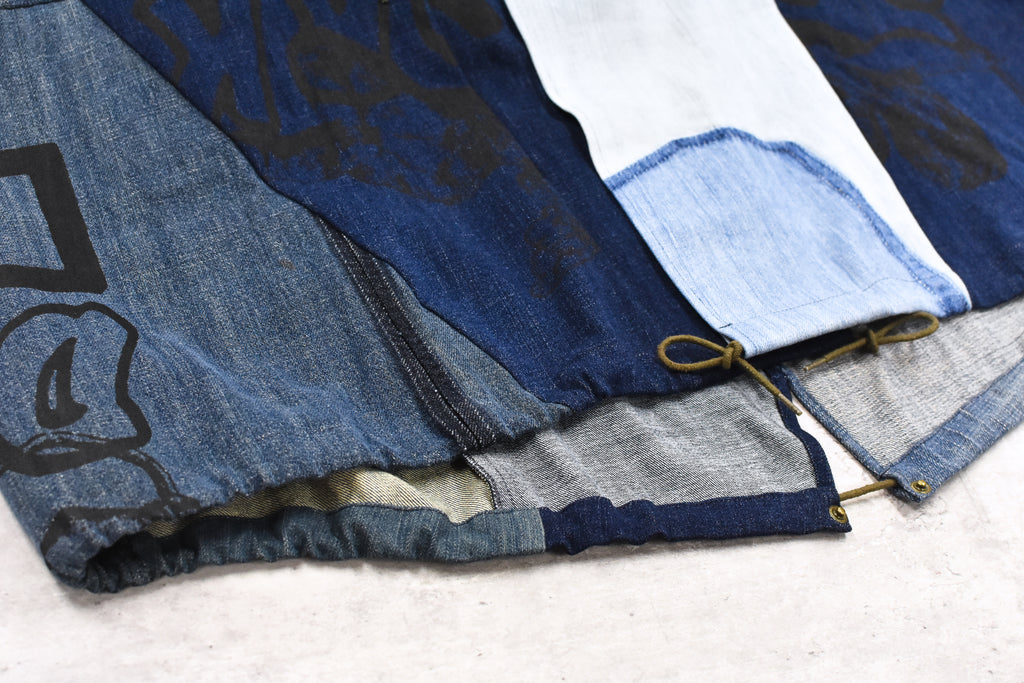 BODYSONG. / PATCHWORK MIL COAT MADE FROM RECONSTRUCTED VINTAGE DENIM