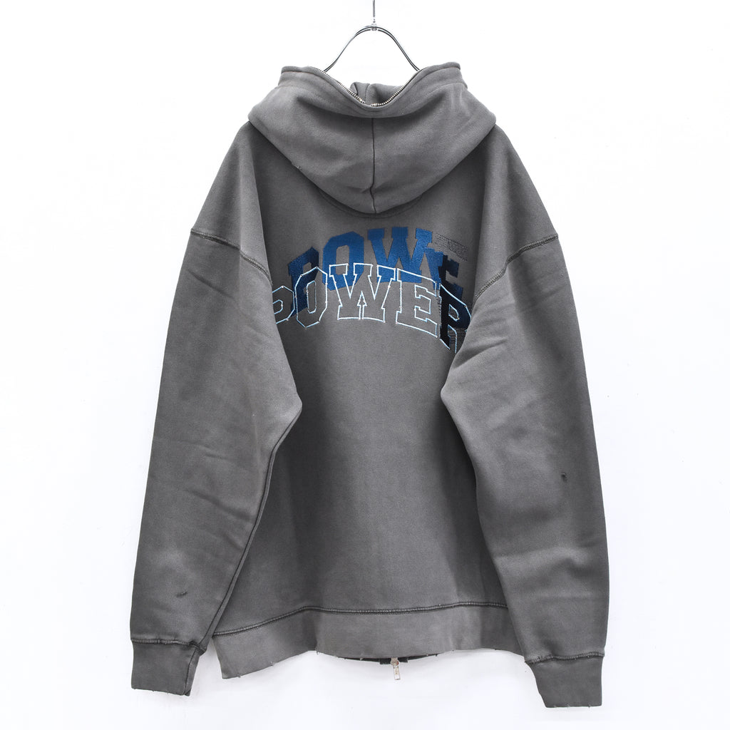 BODYSONG. / GLITCH EMBROIDERY DISTRESSED HOODIE/DRUKQS - BLACK