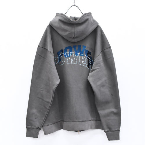 BODYSONG. / GLITCH EMBROIDERY DISTRESSED HOODIE/DRUKQS - BLACK