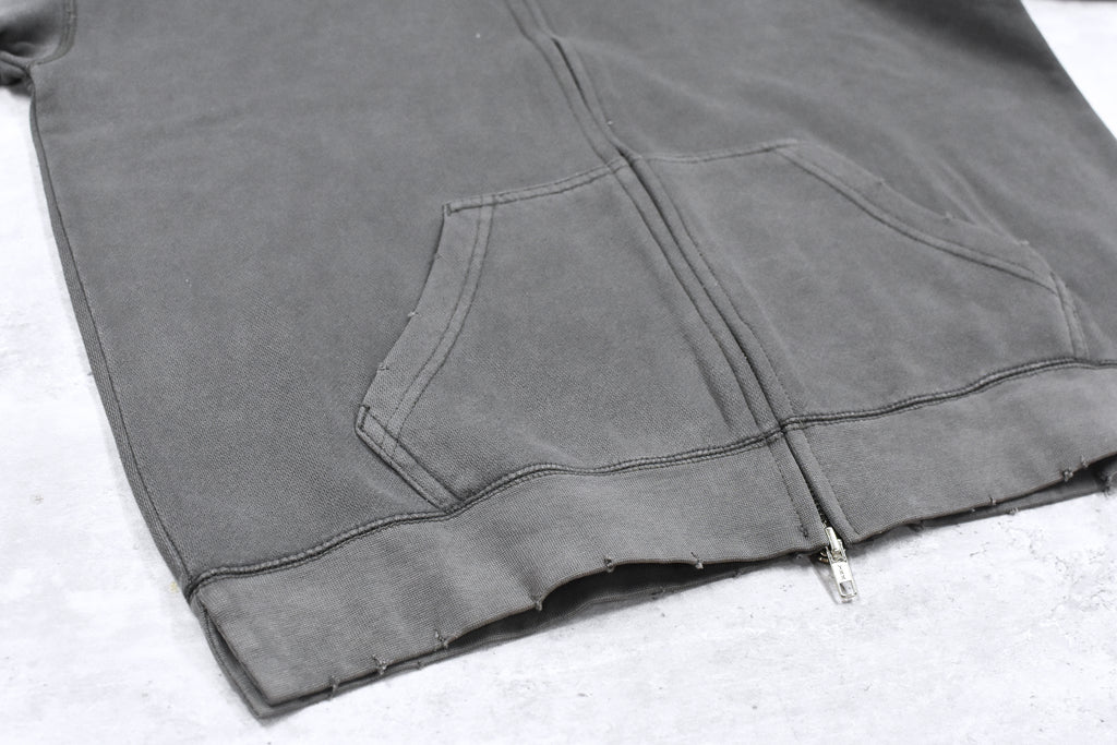 BODYSONG. / GLITCH EMBROIDERY DISTRESSED HOODIE/DRUKQS - BLACK