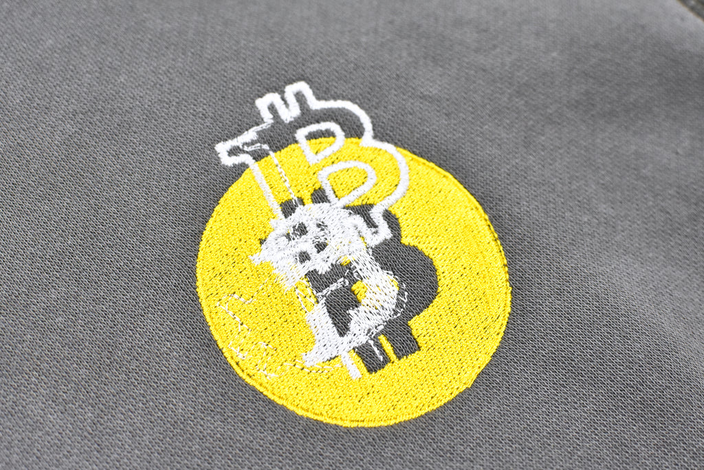 BODYSONG. / GLITCH EMBROIDERY DISTRESSED HOODIE/BTC - BLACK