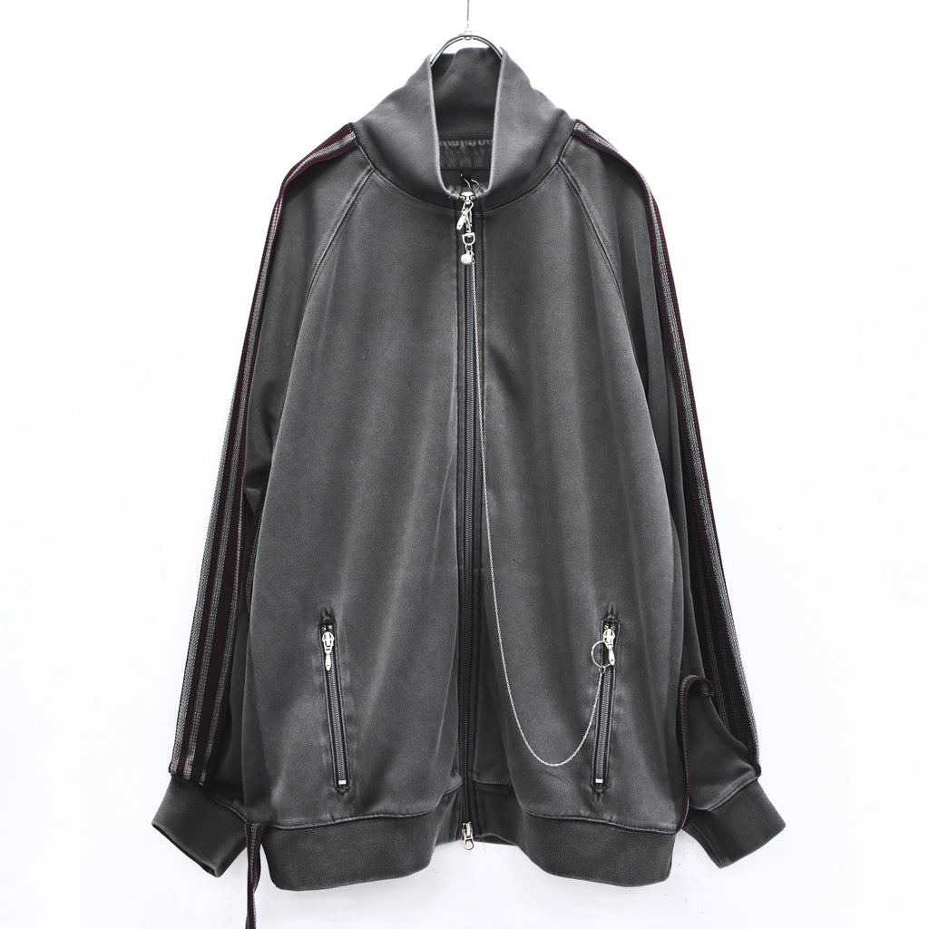 BODYSONG. / PIGMENT-DYED DISTRESSED TRACK JACKET - GREY