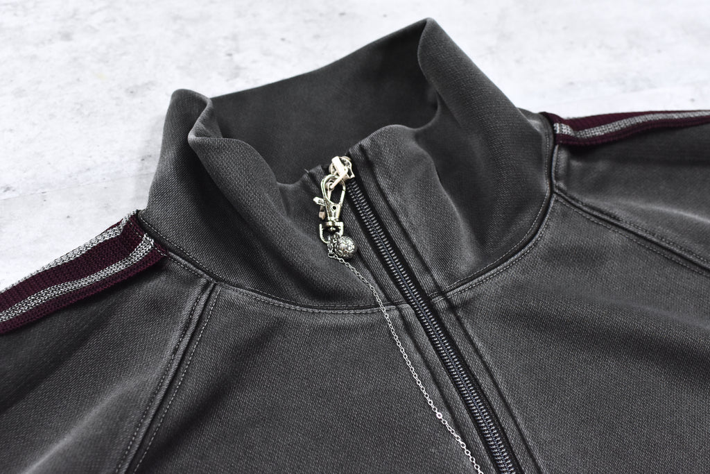 BODYSONG. / PIGMENT-DYED DISTRESSED TRACK JACKET - GREY