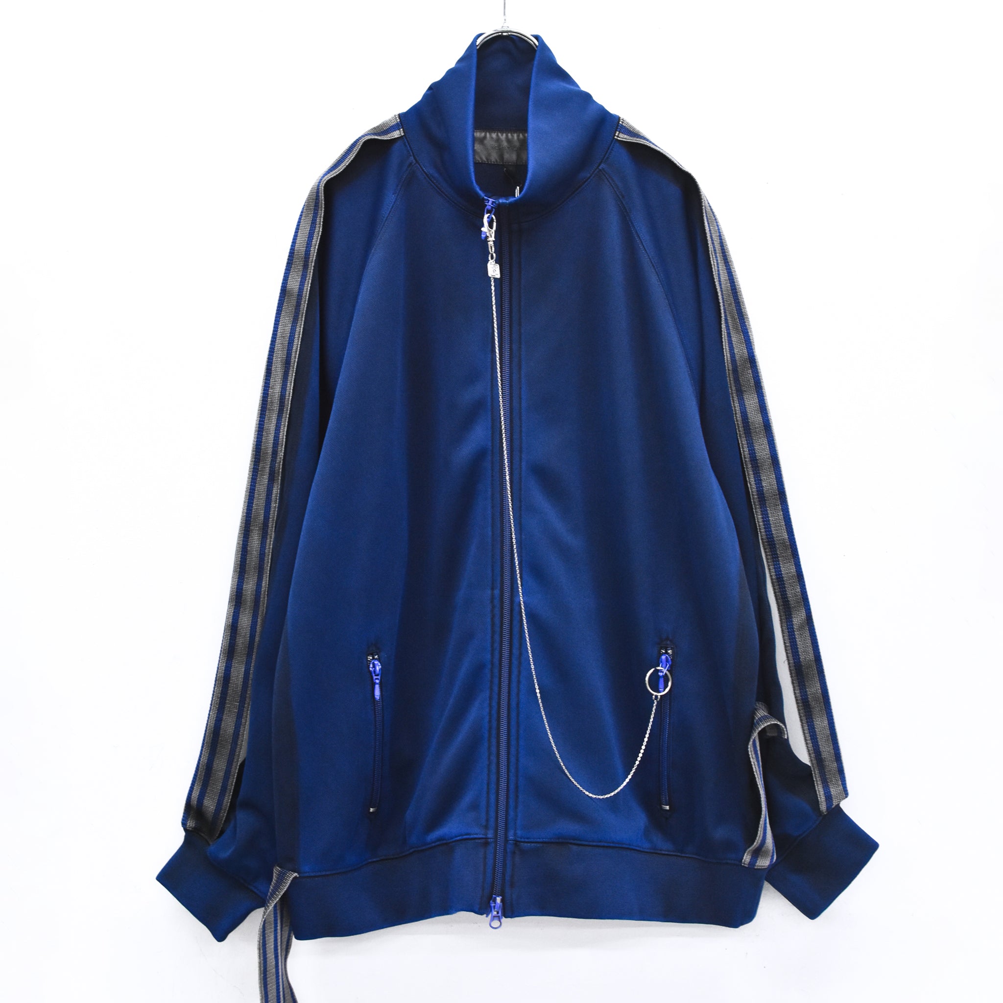 BODYSONG. / PIGMENT-DYED DISTRESSED TRACK JACKET - BLUE