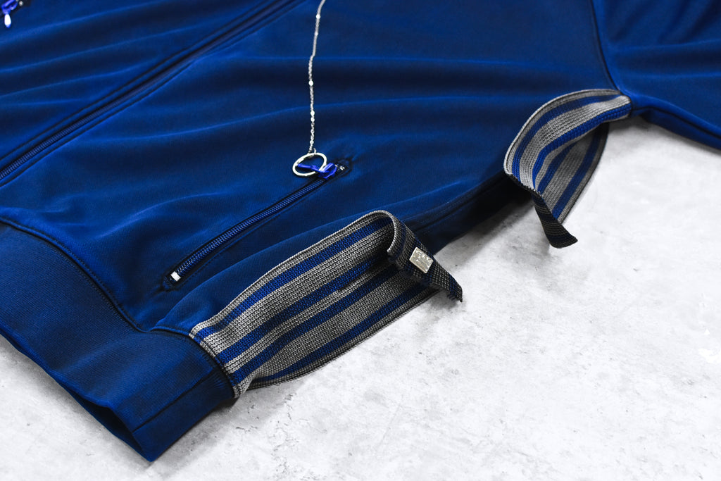 BODYSONG. / PIGMENT-DYED DISTRESSED TRACK JACKET - BLUE