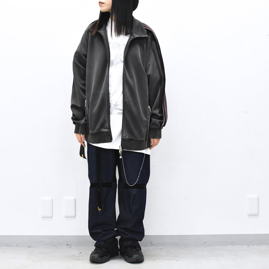 BODYSONG. / PIGMENT-DYED DISTRESSED TRACK JACKET - GREY