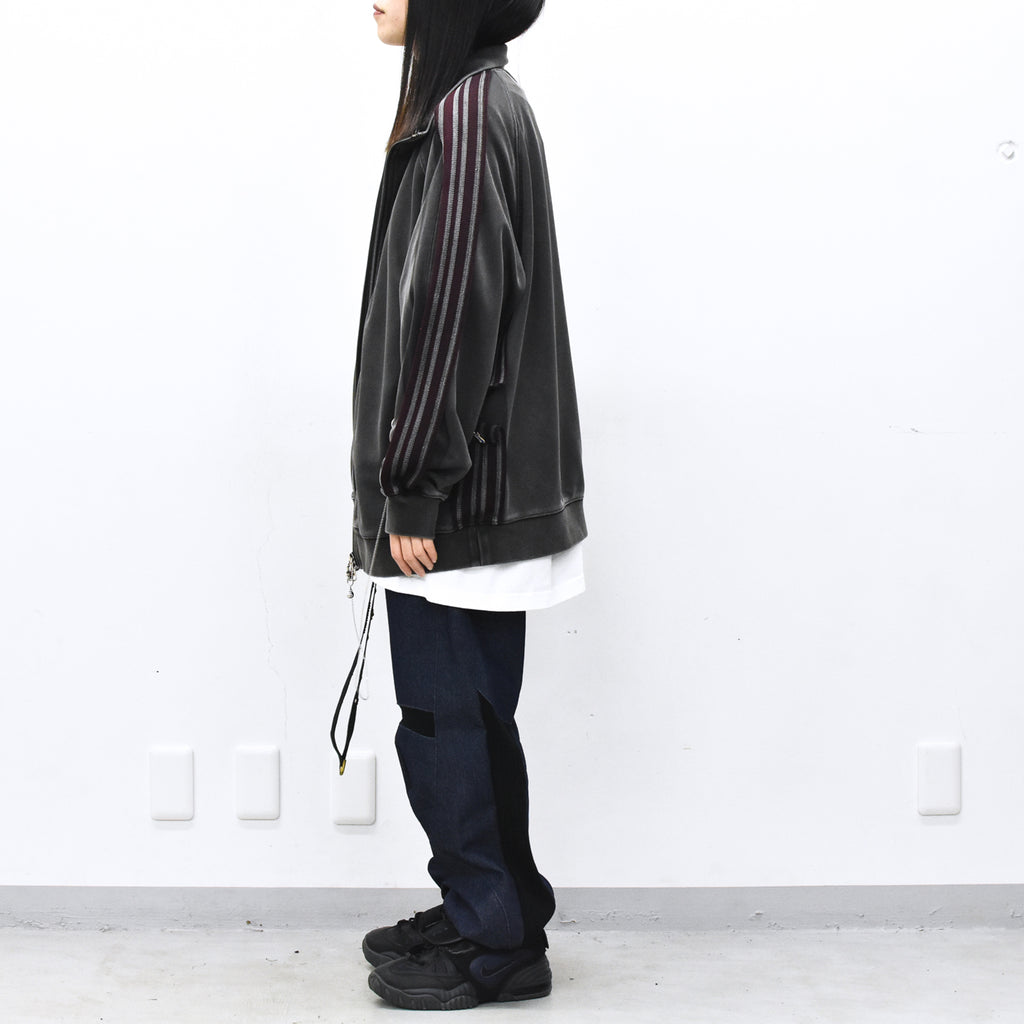 BODYSONG. / PIGMENT-DYED DISTRESSED TRACK JACKET - GREY