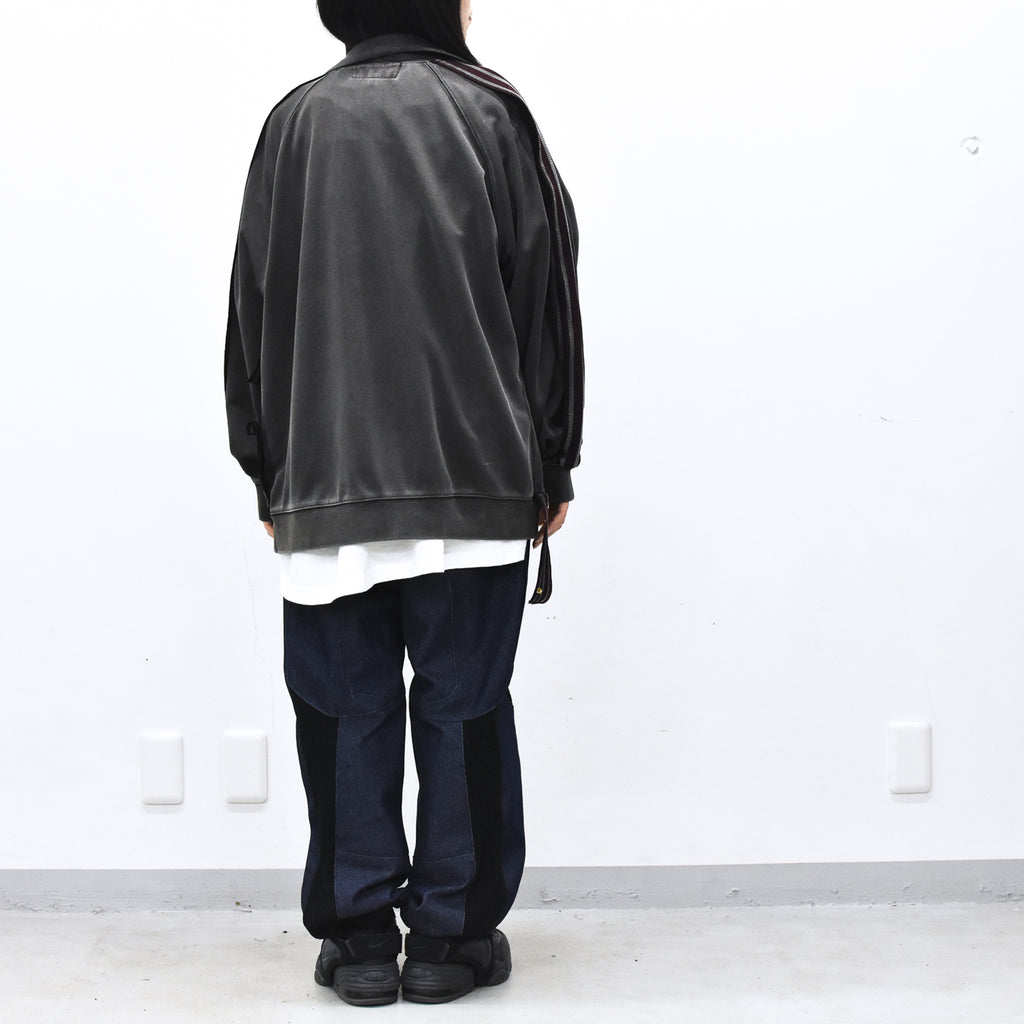 BODYSONG. / PIGMENT-DYED DISTRESSED TRACK JACKET - GREY