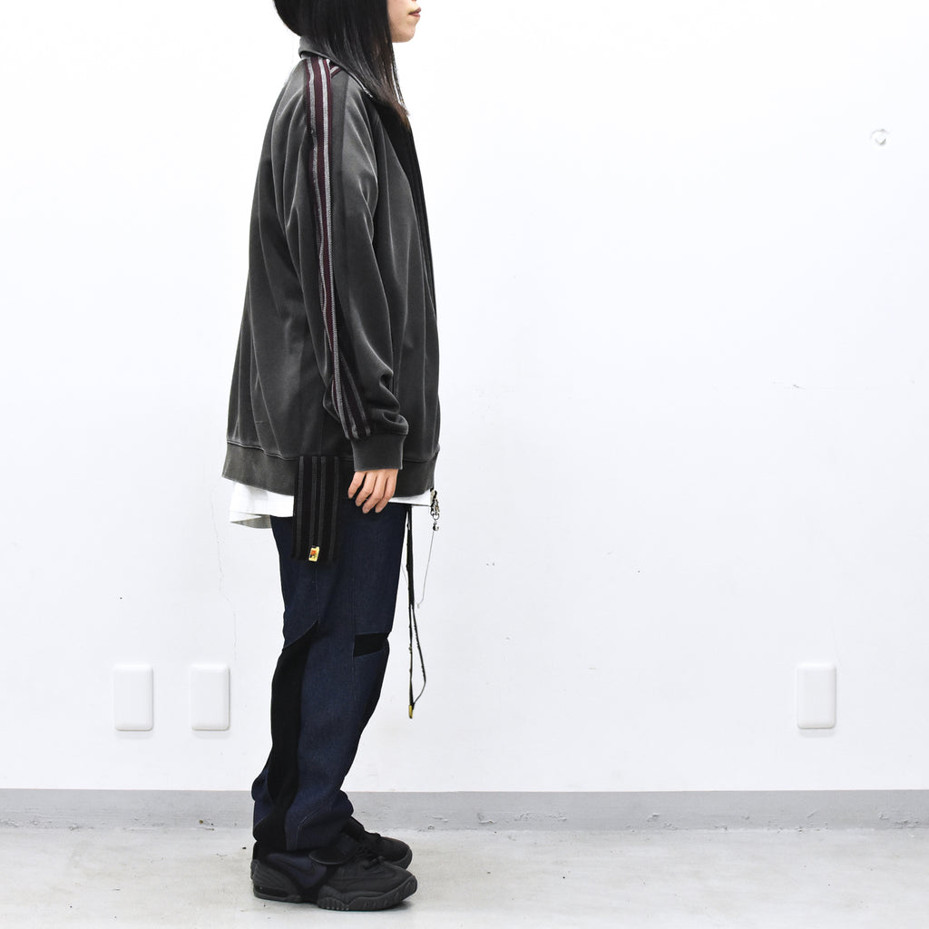 BODYSONG. / PIGMENT-DYED DISTRESSED TRACK JACKET - GREY