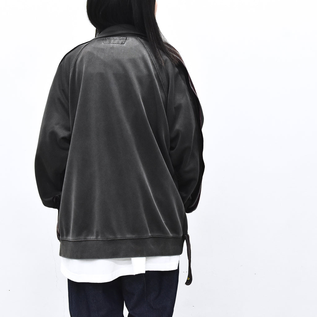BODYSONG. / PIGMENT-DYED DISTRESSED TRACK JACKET - GREY