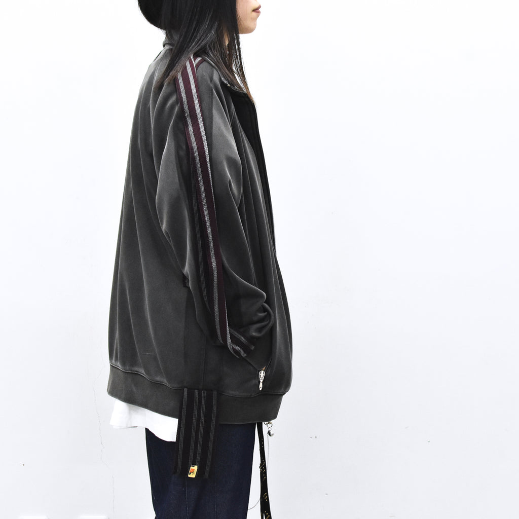 BODYSONG. / PIGMENT-DYED DISTRESSED TRACK JACKET - GREY