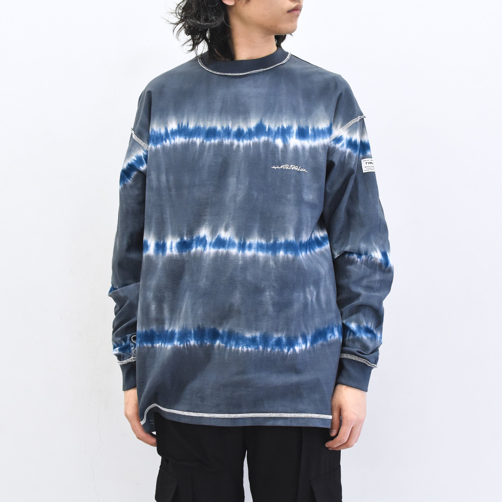 elephant TRIBAL fabrics / Tie-Dye Border LT - NAVY