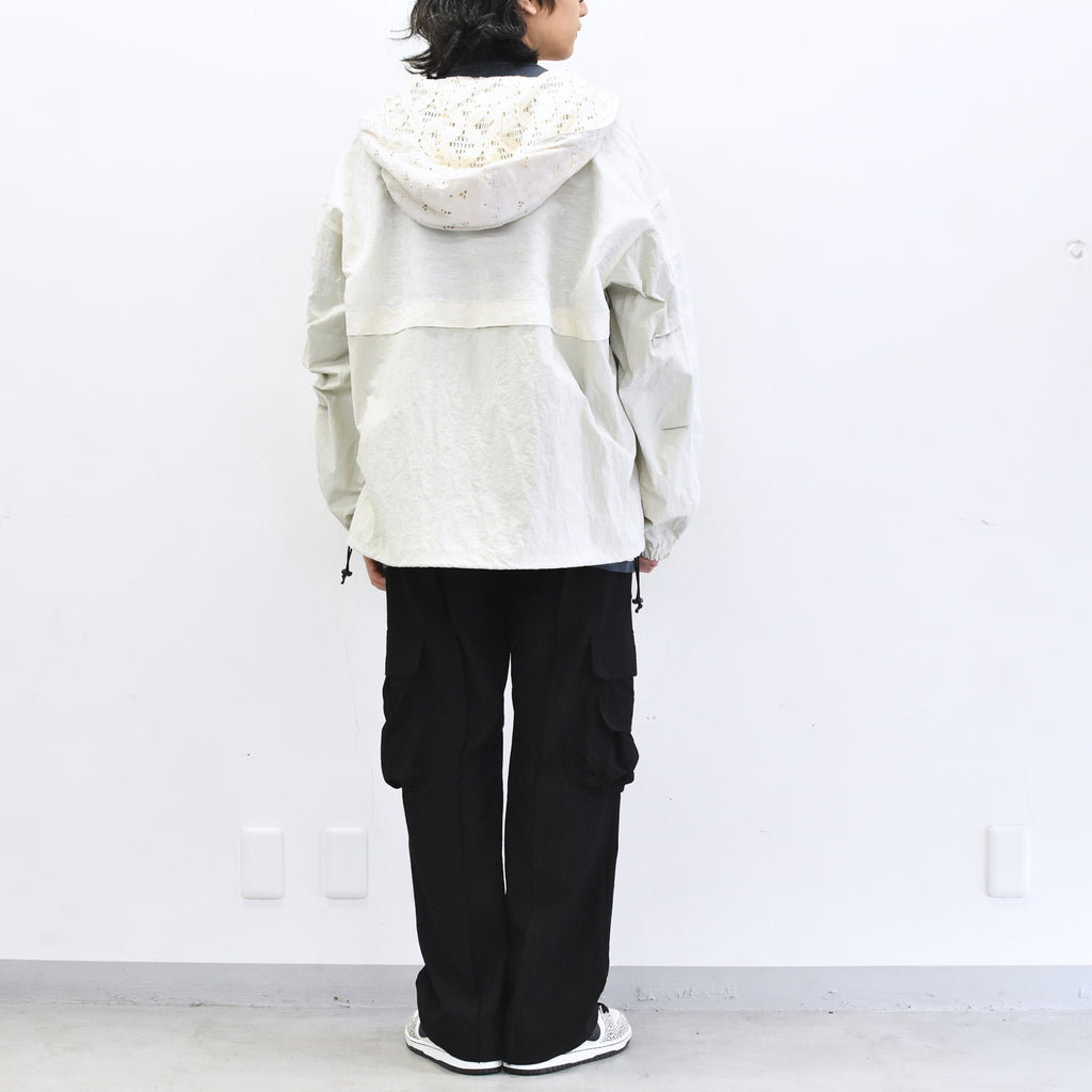 elephant TRIBAL fabrics /  Flower Jacquard Mountain Parka - WHITE