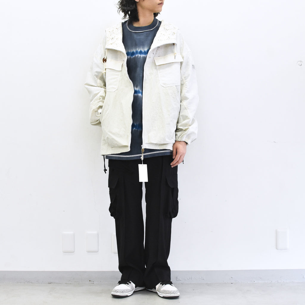 elephant TRIBAL fabrics /  Flower Jacquard Mountain Parka - WHITE