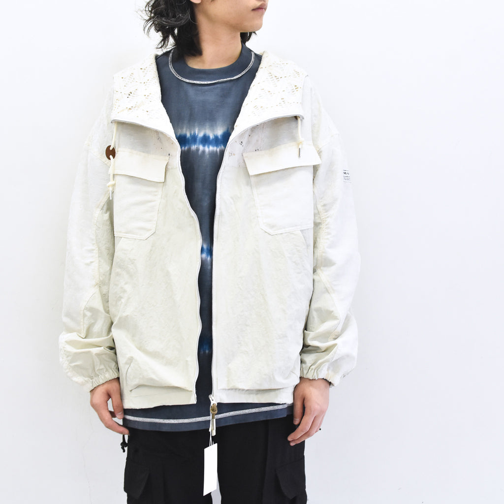 elephant TRIBAL fabrics /  Flower Jacquard Mountain Parka - WHITE