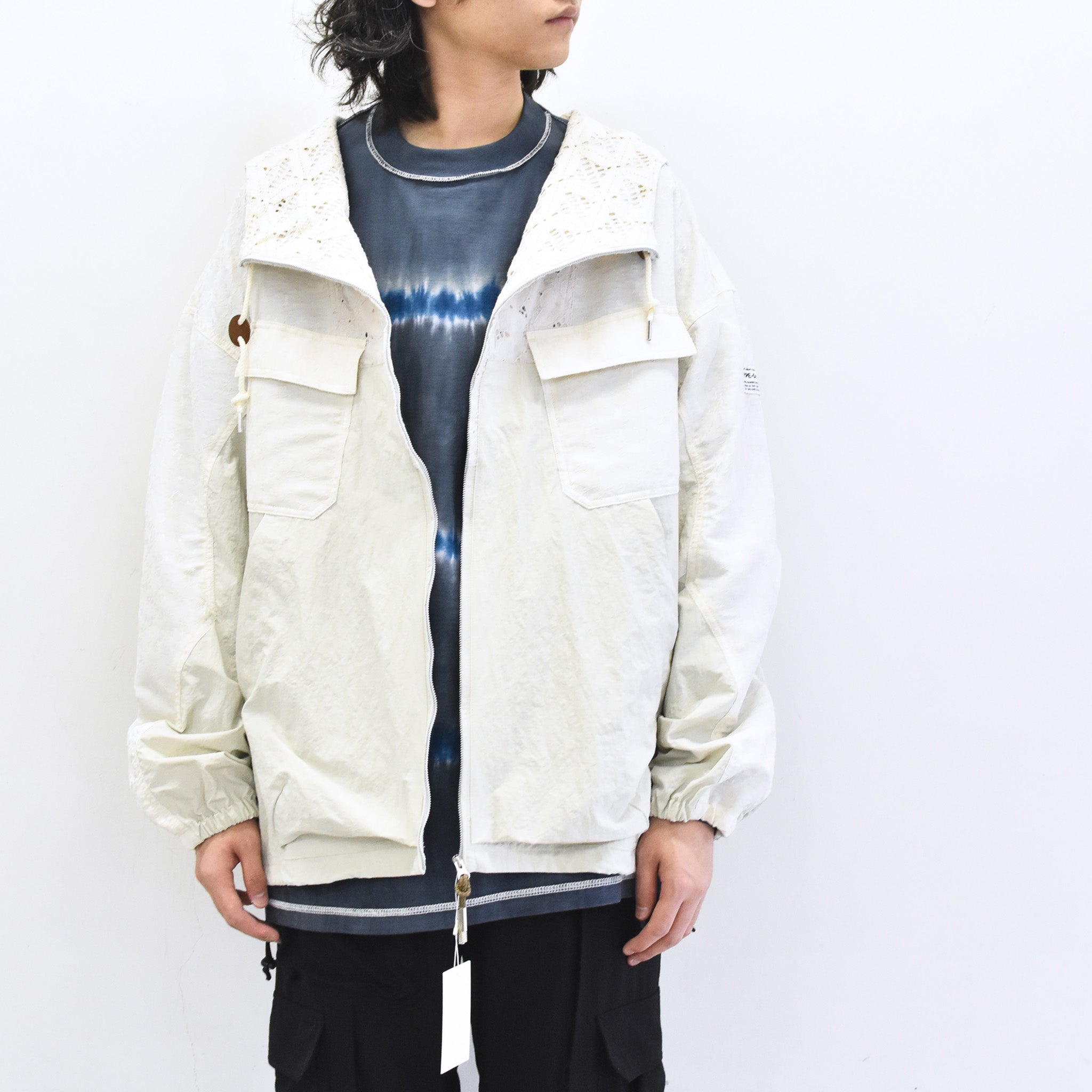elephant TRIBAL fabrics /  Flower Jacquard Mountain Parka - WHITE