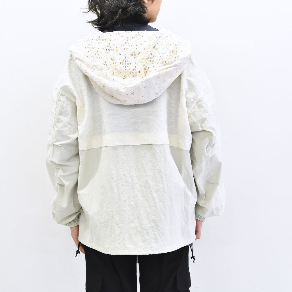 elephant TRIBAL fabrics /  Flower Jacquard Mountain Parka - WHITE