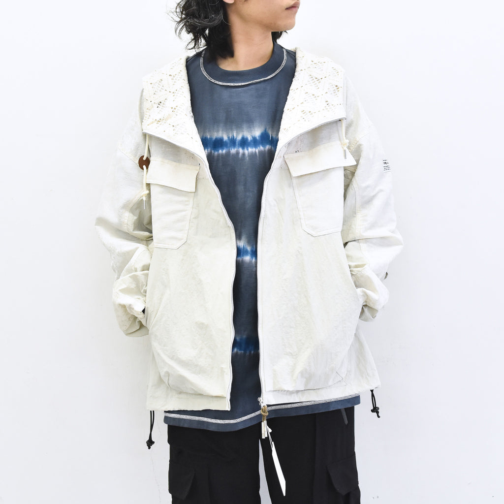 elephant TRIBAL fabrics /  Flower Jacquard Mountain Parka - WHITE
