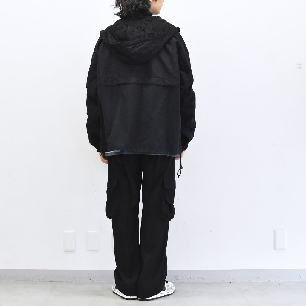elephant TRIBAL fabrics /  Flower Jacquard Mountain Parka - BLACK