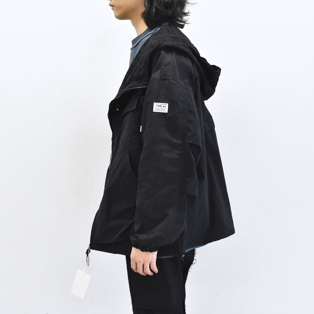 elephant TRIBAL fabrics /  Flower Jacquard Mountain Parka - BLACK