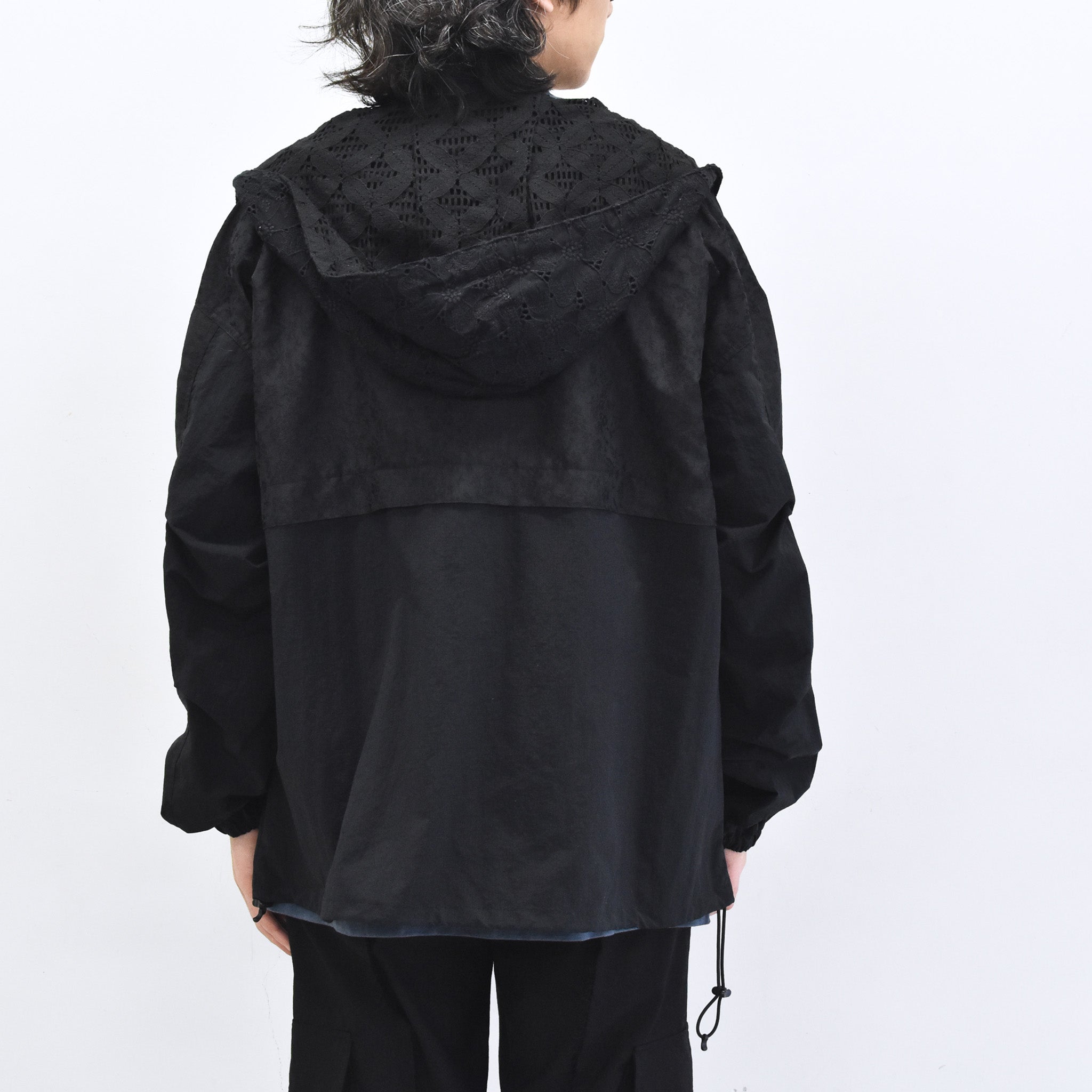 elephant TRIBAL fabrics /  Flower Jacquard Mountain Parka - BLACK