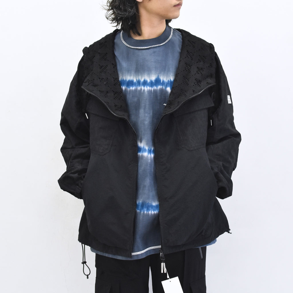 elephant TRIBAL fabrics /  Flower Jacquard Mountain Parka - BLACK