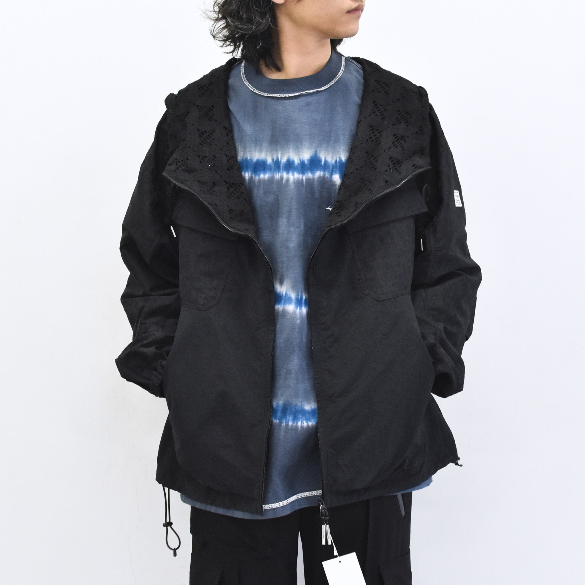 elephant TRIBAL fabrics /  Flower Jacquard Mountain Parka - BLACK