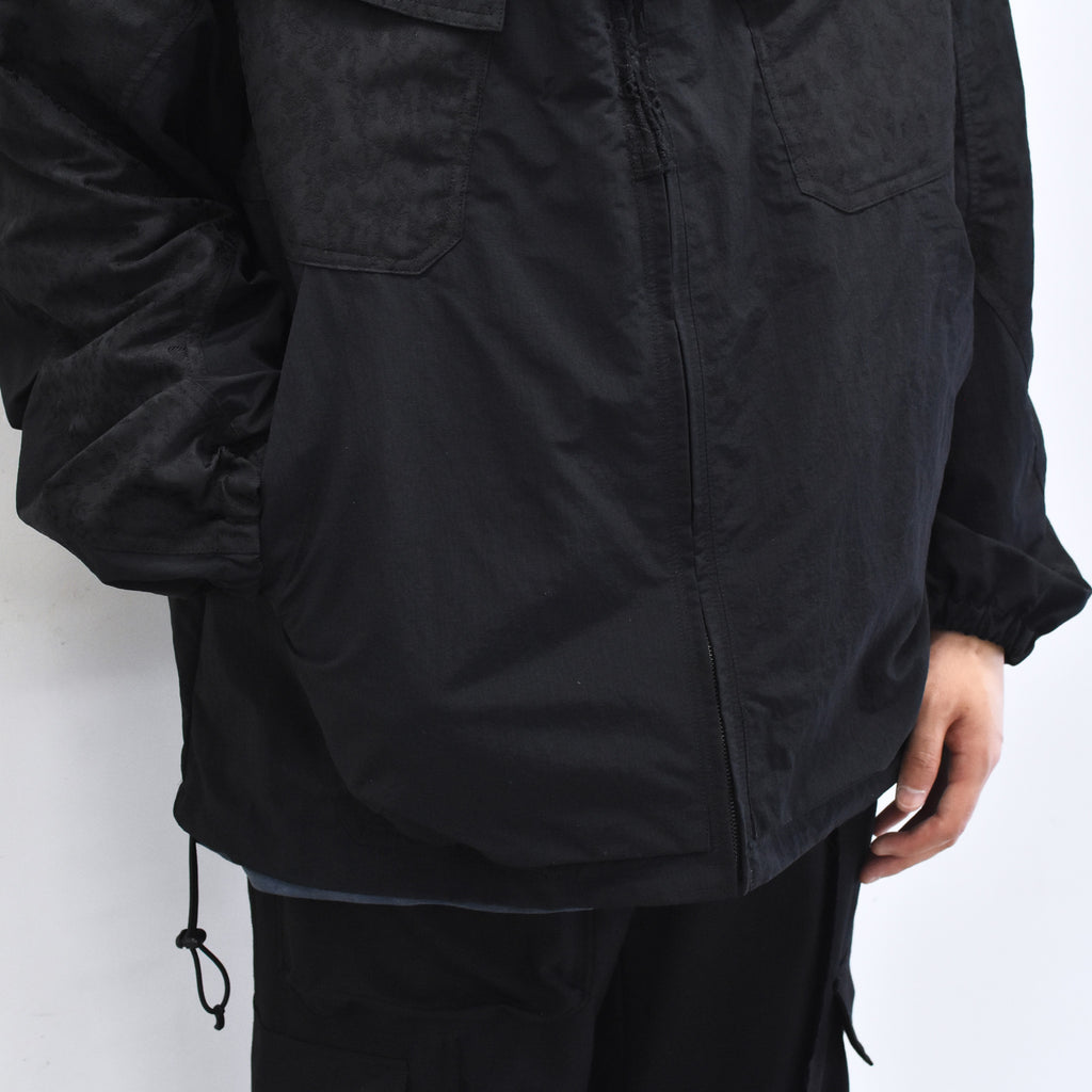 elephant TRIBAL fabrics /  Flower Jacquard Mountain Parka - BLACK