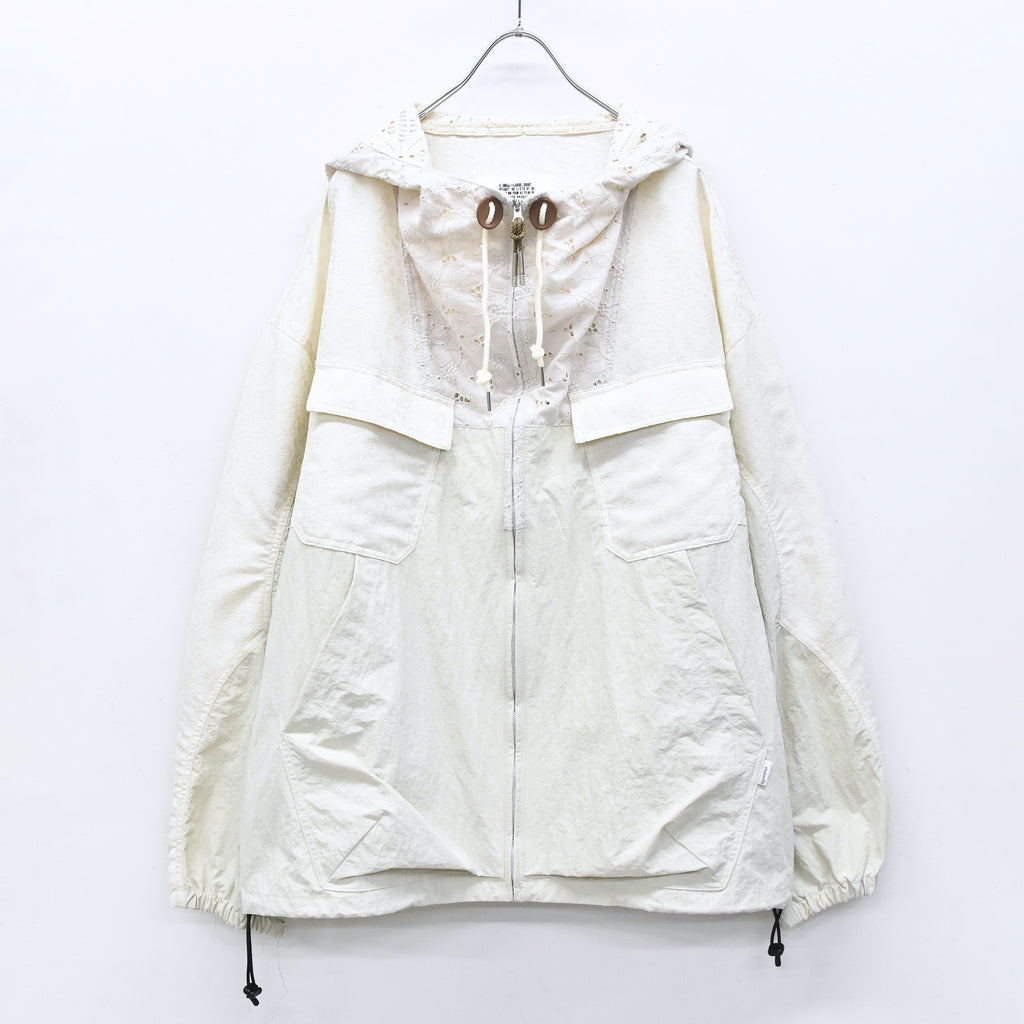 elephant TRIBAL fabrics /  Flower Jacquard Mountain Parka - WHITE