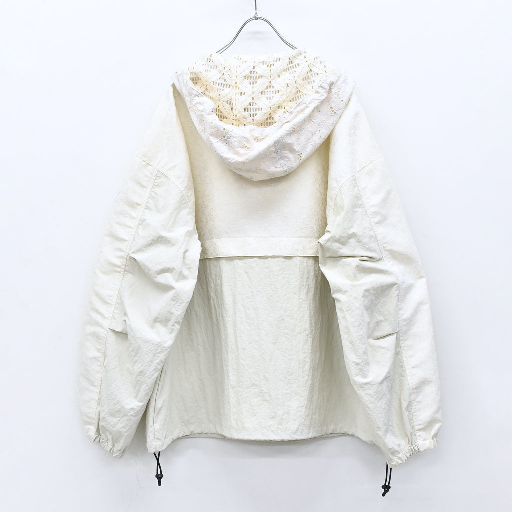 elephant TRIBAL fabrics /  Flower Jacquard Mountain Parka - WHITE