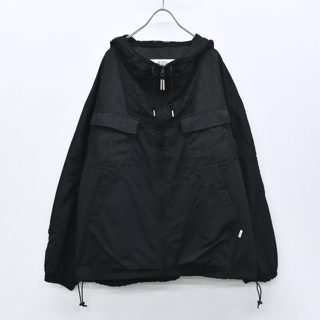 elephant TRIBAL fabrics /  Flower Jacquard Mountain Parka - BLACK