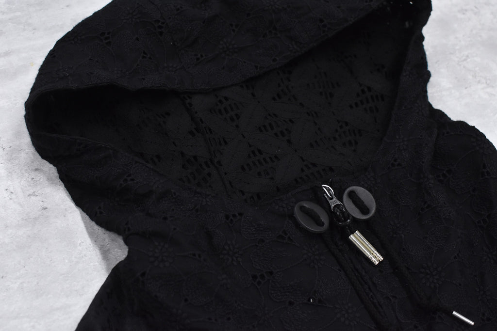 elephant TRIBAL fabrics /  Flower Jacquard Mountain Parka - BLACK