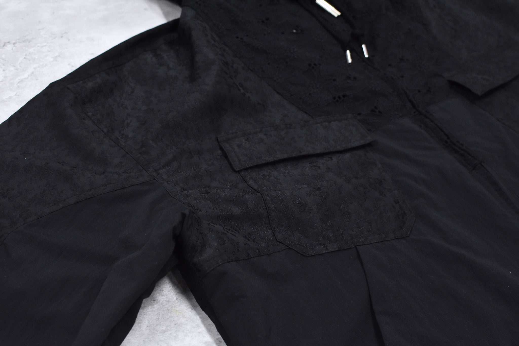 elephant TRIBAL fabrics /  Flower Jacquard Mountain Parka - BLACK