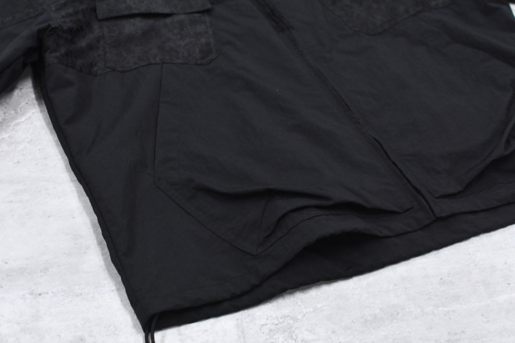 elephant TRIBAL fabrics /  Flower Jacquard Mountain Parka - BLACK
