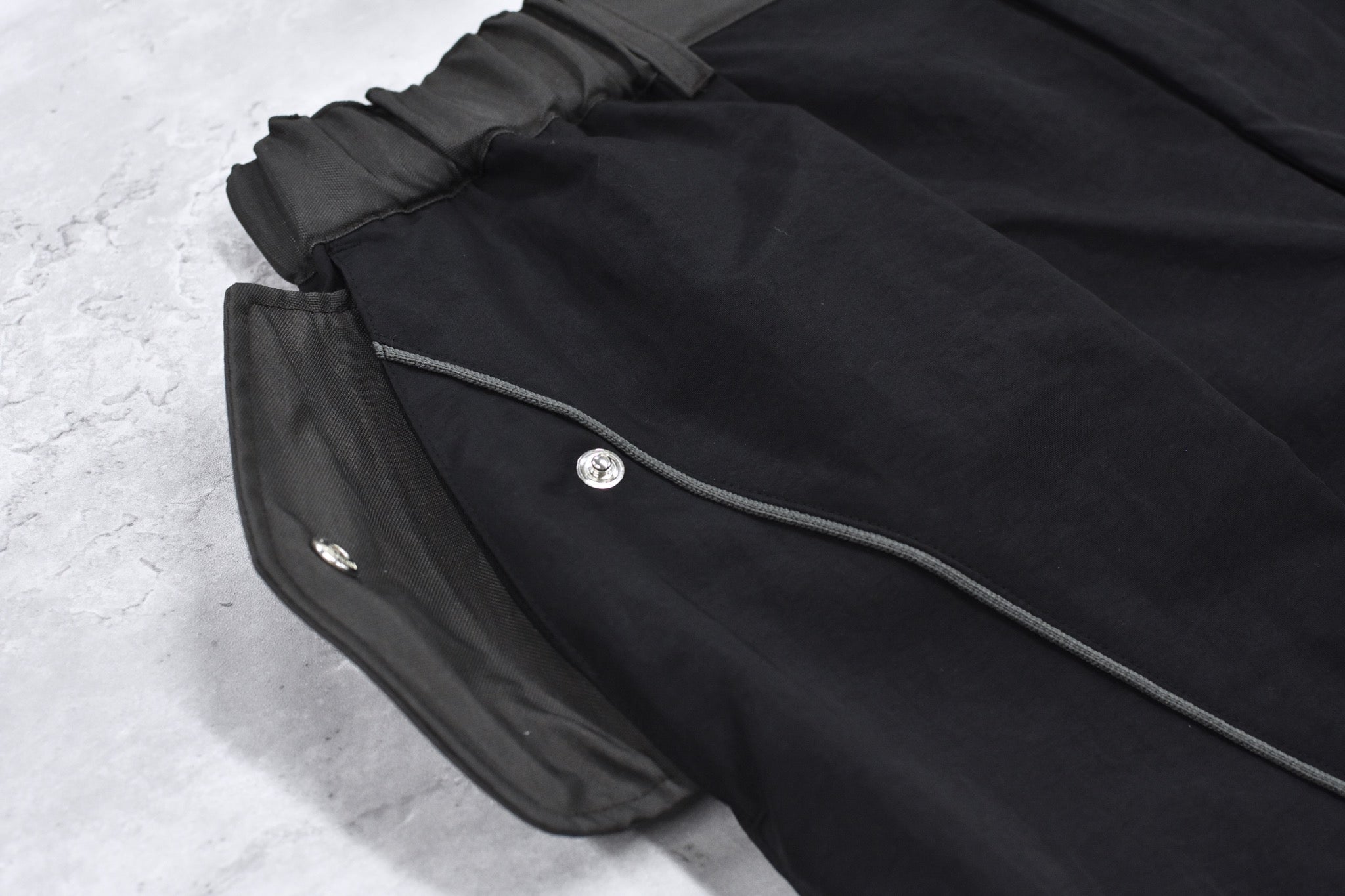 elephant TRIBAL fabrics /  3D Snow Camo Nylon Pants - BLACK