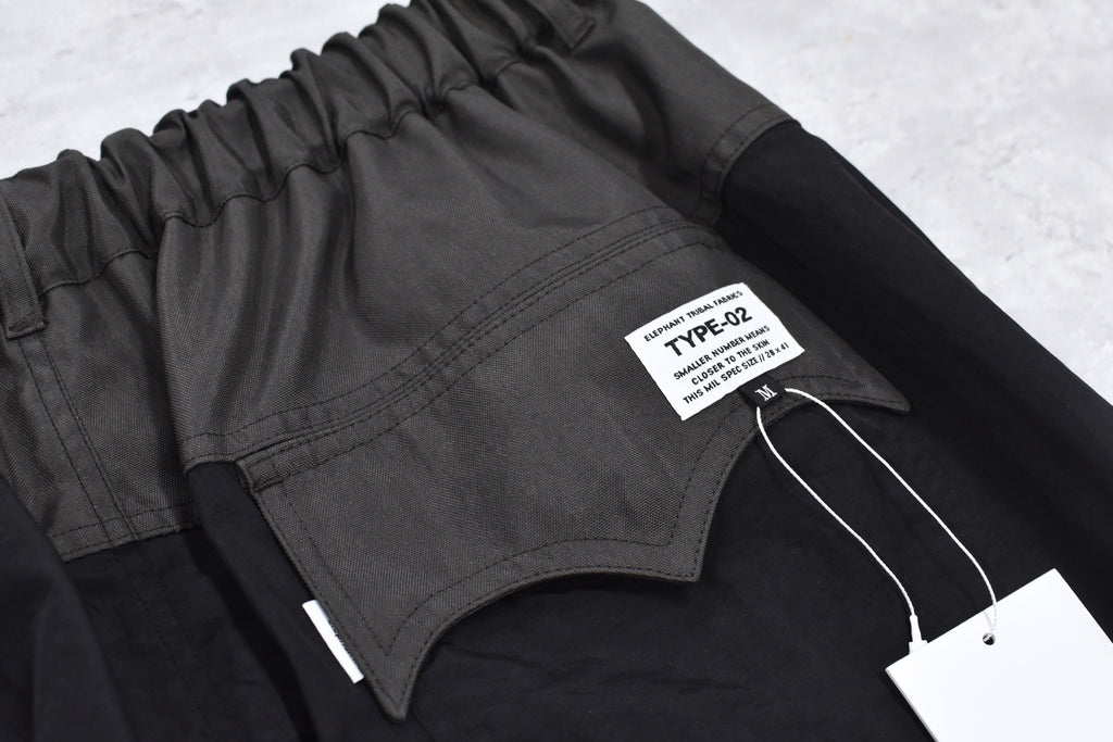 elephant TRIBAL fabrics /  3D Snow Camo Nylon Pants - BLACK