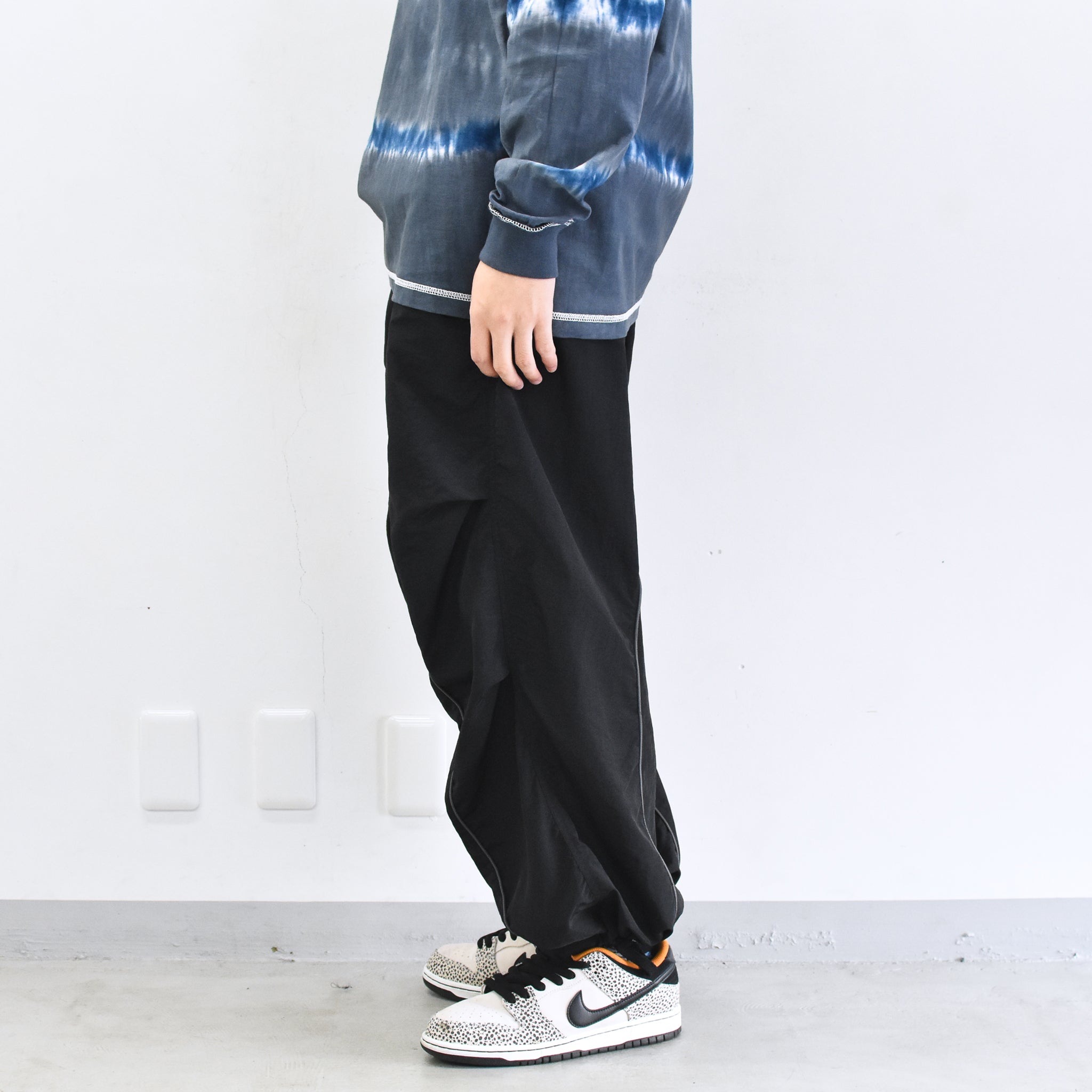 elephant TRIBAL fabrics /  3D Snow Camo Nylon Pants - BLACK