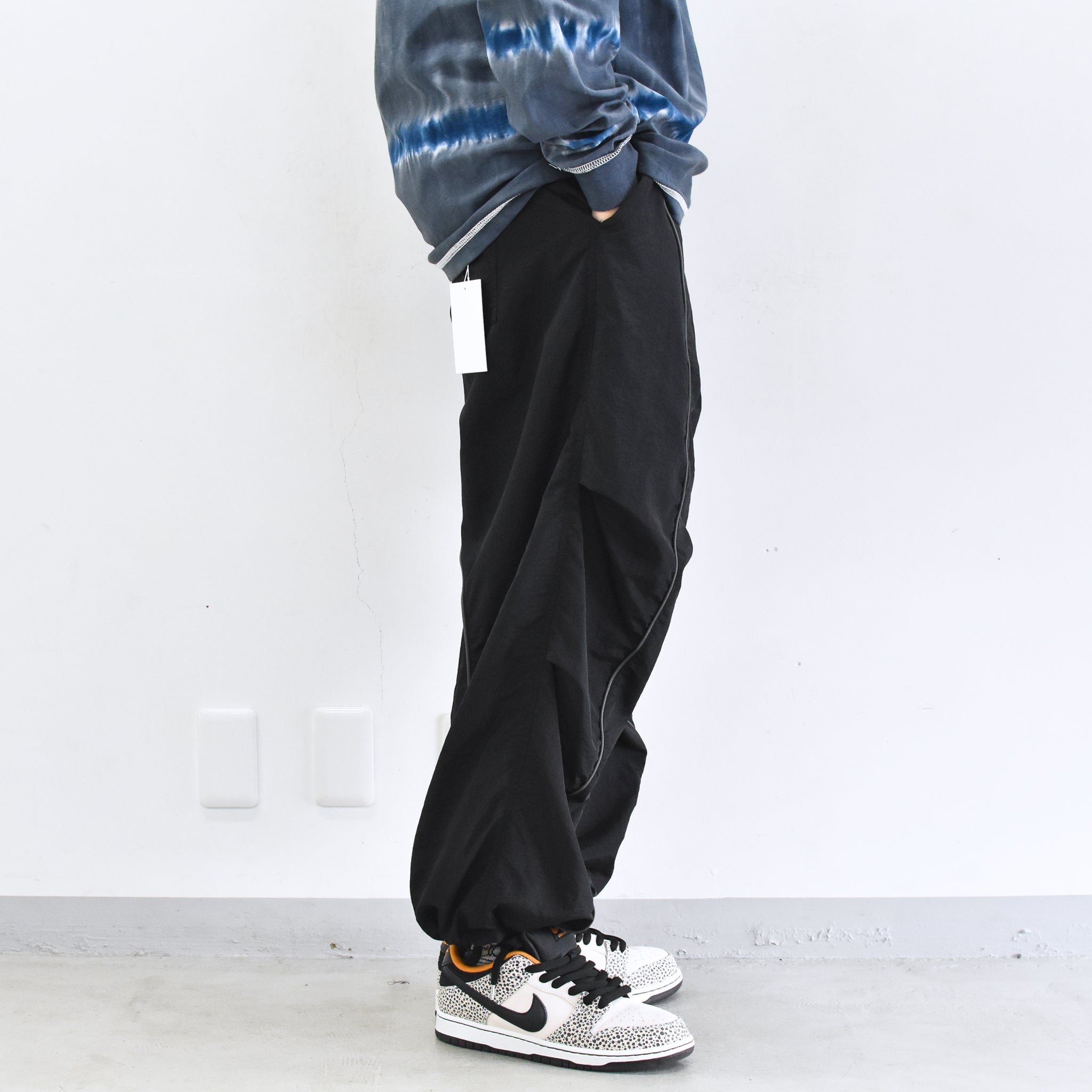 elephant TRIBAL fabrics /  3D Snow Camo Nylon Pants - BLACK