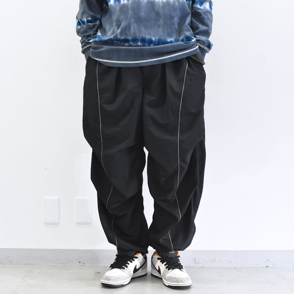 elephant TRIBAL fabrics /  3D Snow Camo Nylon Pants - BLACK